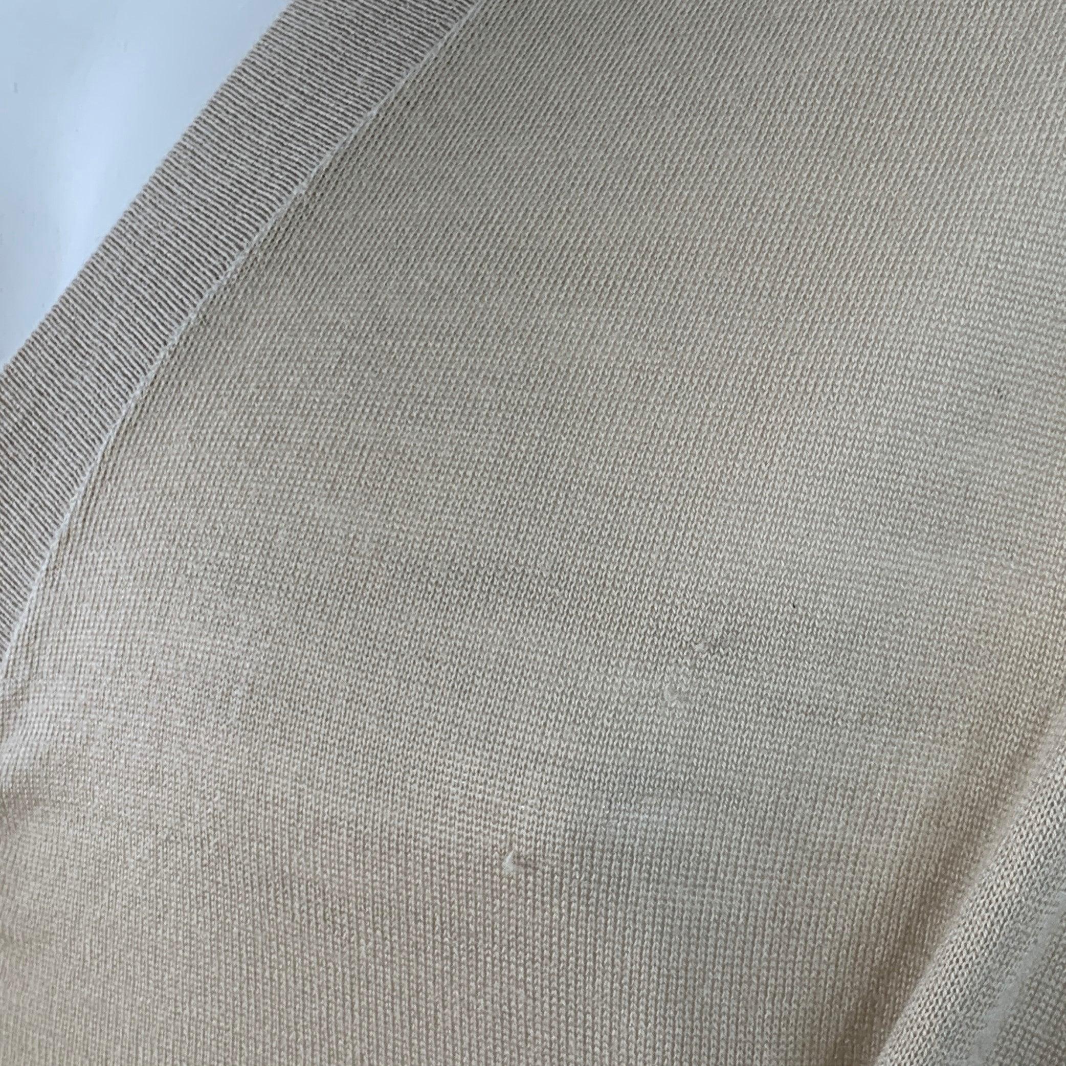 PRADA Size L Beige Virgin Wool Sheer Knit V-Neck Cardigan Pour hommes en vente