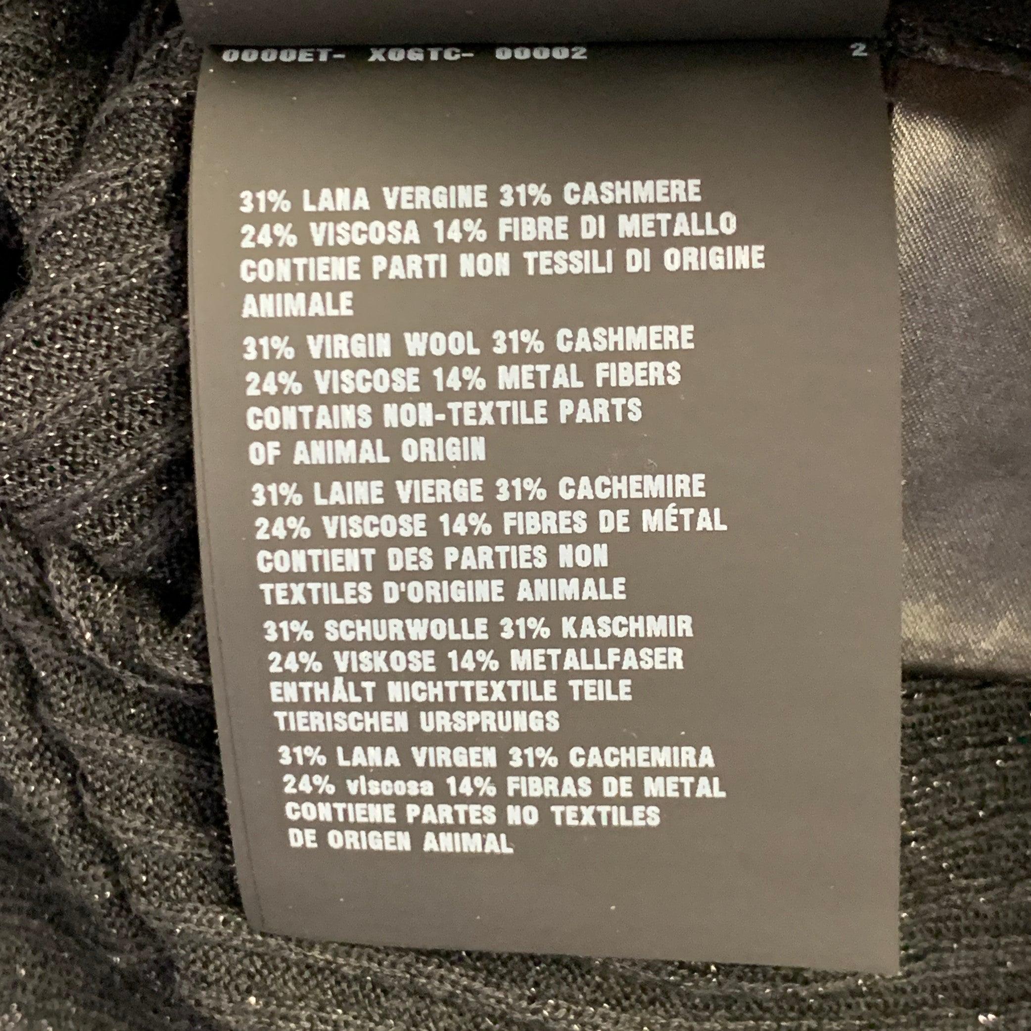 PRADA Größe L Schwarzer Goldschimmer Rippenstrick Kaschmirmischung Kurzarm-Polo im Angebot 5