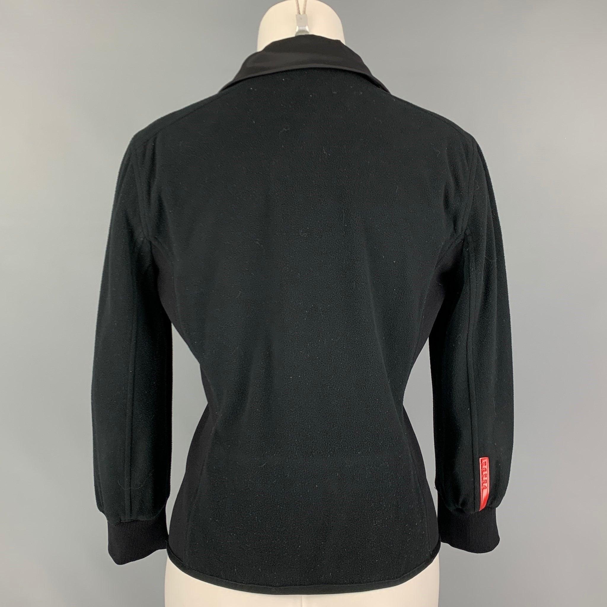 PRADA Size L Black Mixed Fabricd Zip Up Reversible Jacket 3