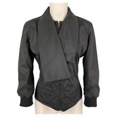 PRADA Size L Black Mixed Fabricd Zip Up Reversible Jacket
