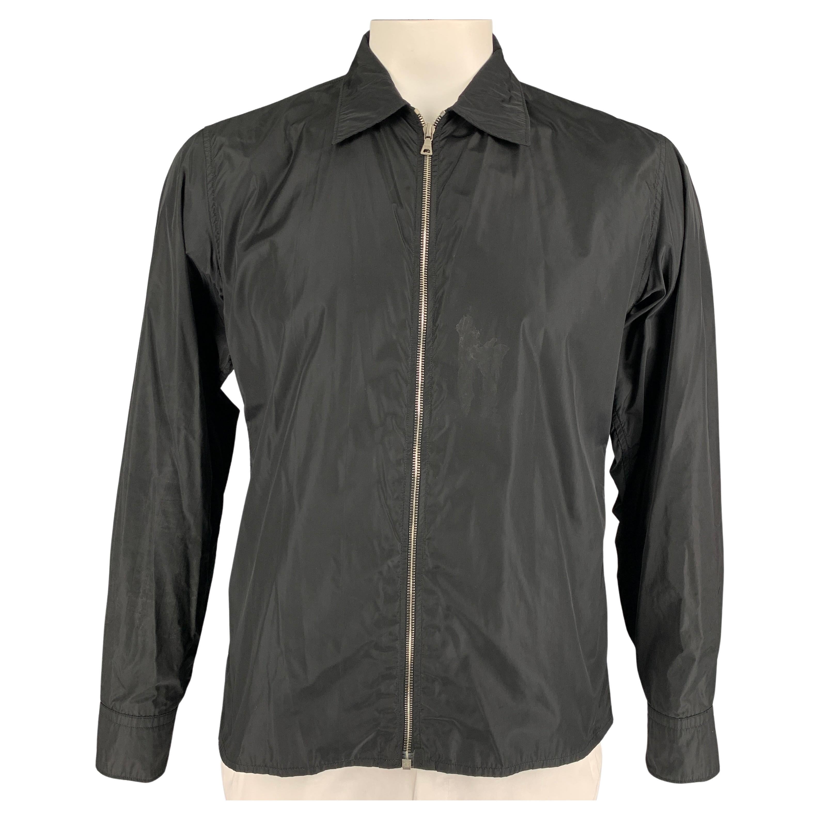 PRADA Size L Black Nylon Windbreaker 