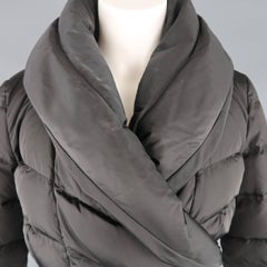 Prada Black Quilted Nylon Cropped Wrap Puffer Jacket