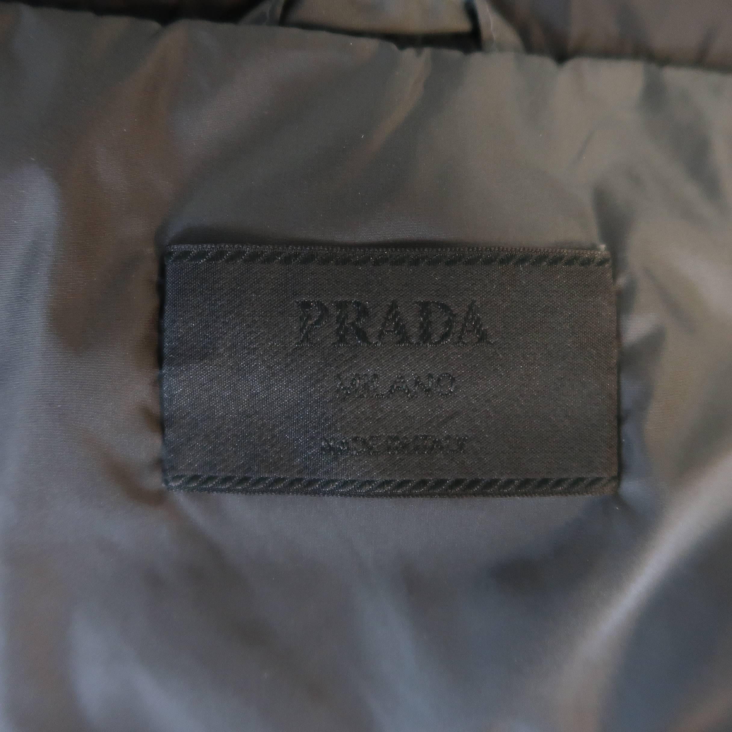 Prada Black Quilted Nylon Cropped Wrap Puffer Jacket In Good Condition In San Francisco, CA