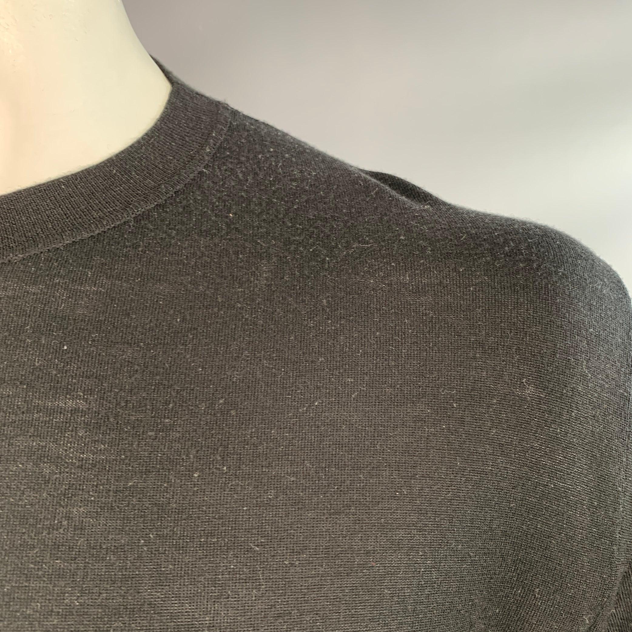 PRADA Taglia L Maglia Nera Whiting Logo Lana Pullover Manica Lunga in vendita 1