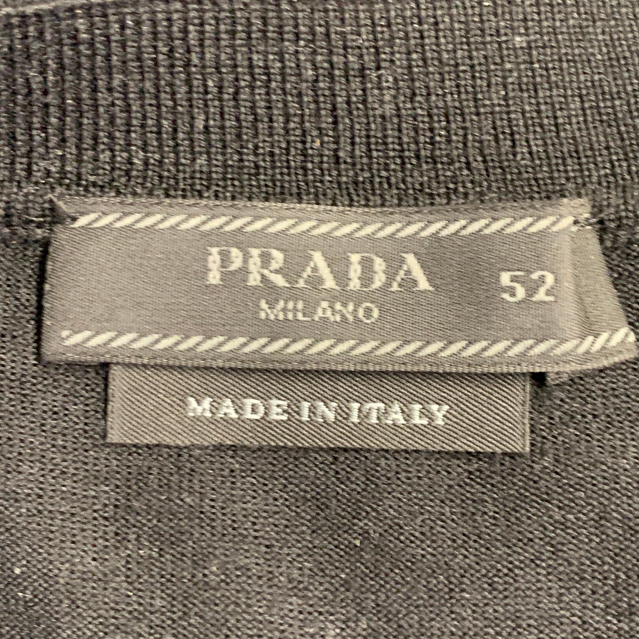 PRADA Taglia L Maglia Nera Whiting Logo Lana Pullover Manica Lunga in vendita 2