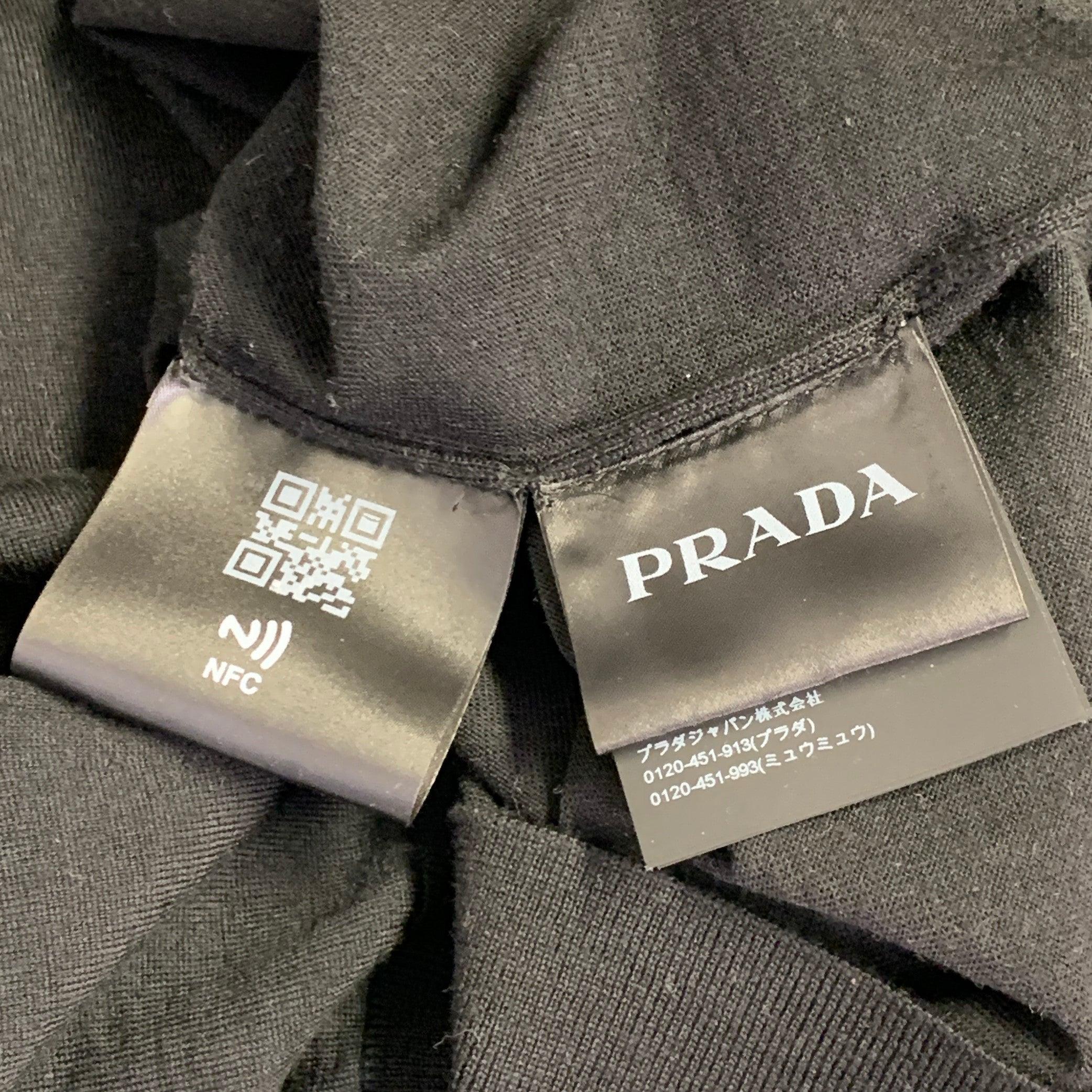 PRADA Taglia L Maglia Nera Whiting Logo Lana Pullover Manica Lunga in vendita 3