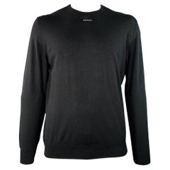 PRADA Taglia L Maglia Nera Whiting Logo Lana Pullover Manica Lunga