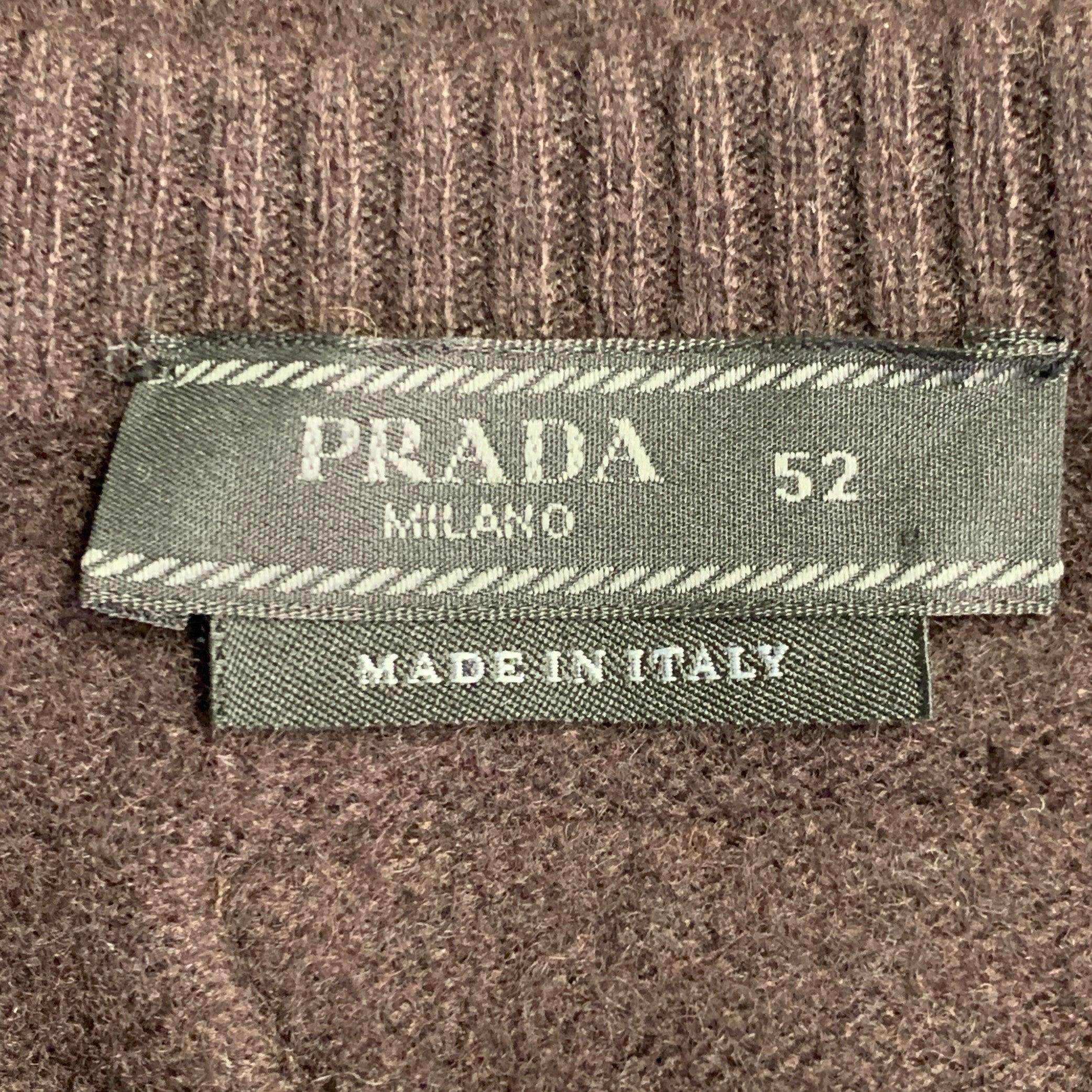 PRADA Talla L Chaqueta de punto marrón de cachemira con cuello redondo en venta 2