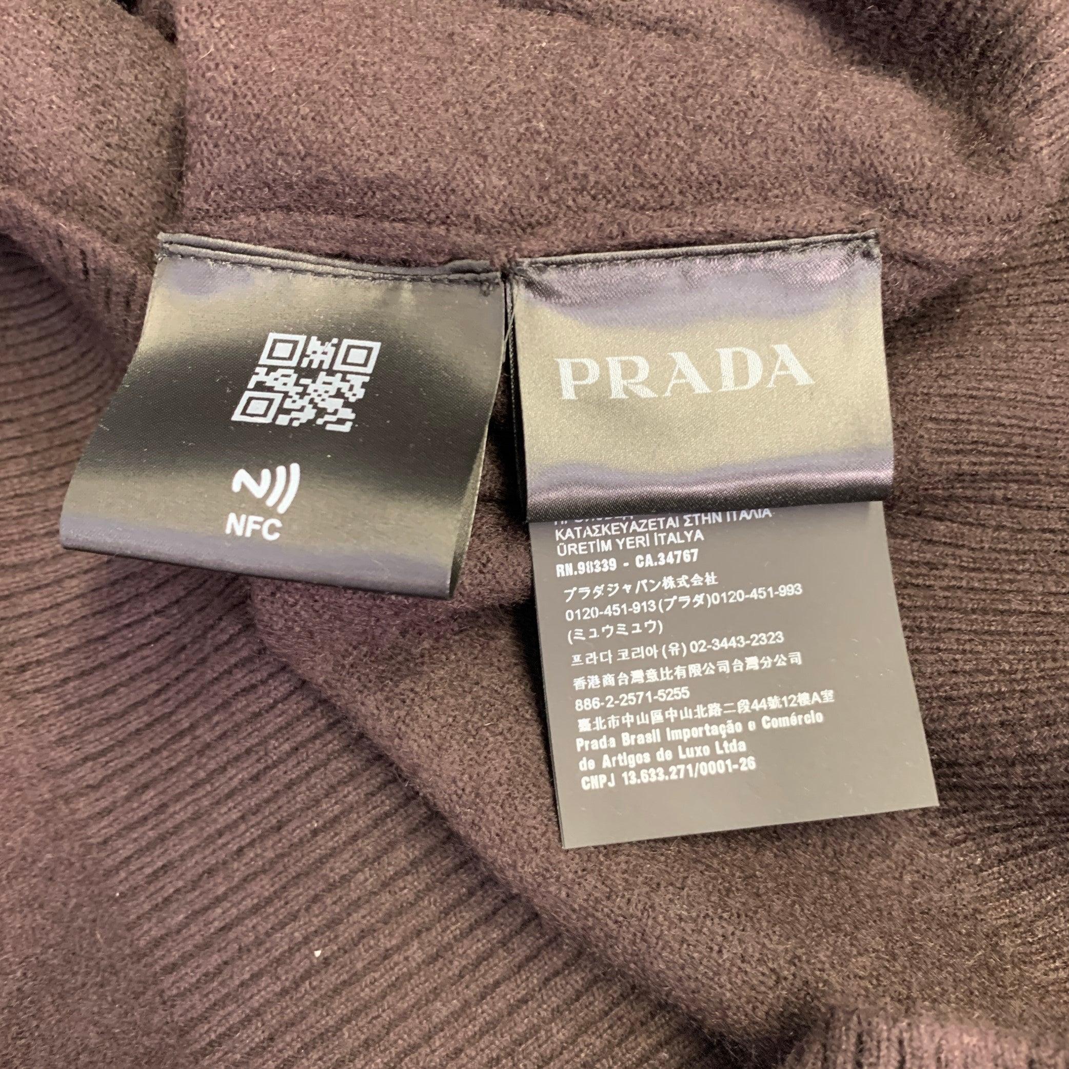 PRADA Talla L Chaqueta de punto marrón de cachemira con cuello redondo en venta 3