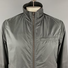 PRADA Size L Charcoal Polyester Reversible Zip Up Reversible Jacket