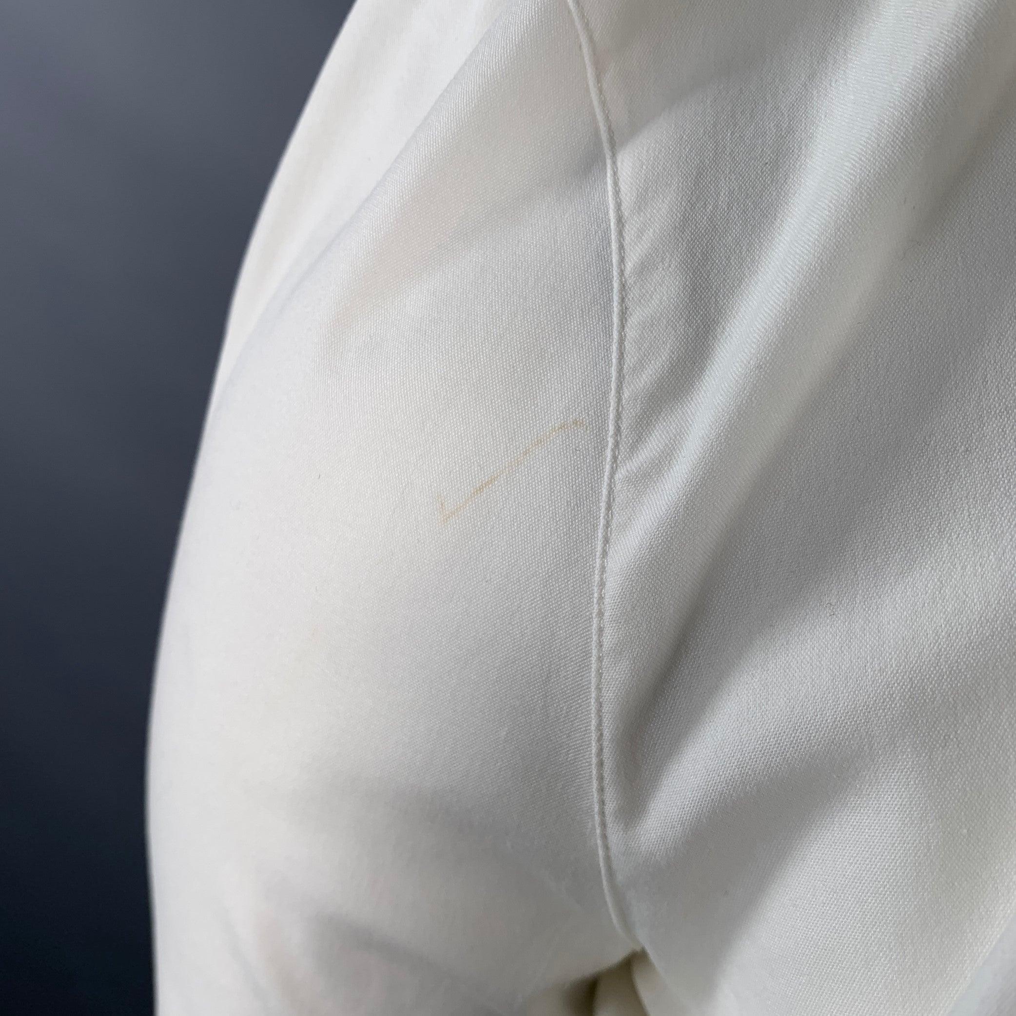 PRADA Size L Cream Cotton Blend Ruffled Hidden Buttons Shirt For Sale 1