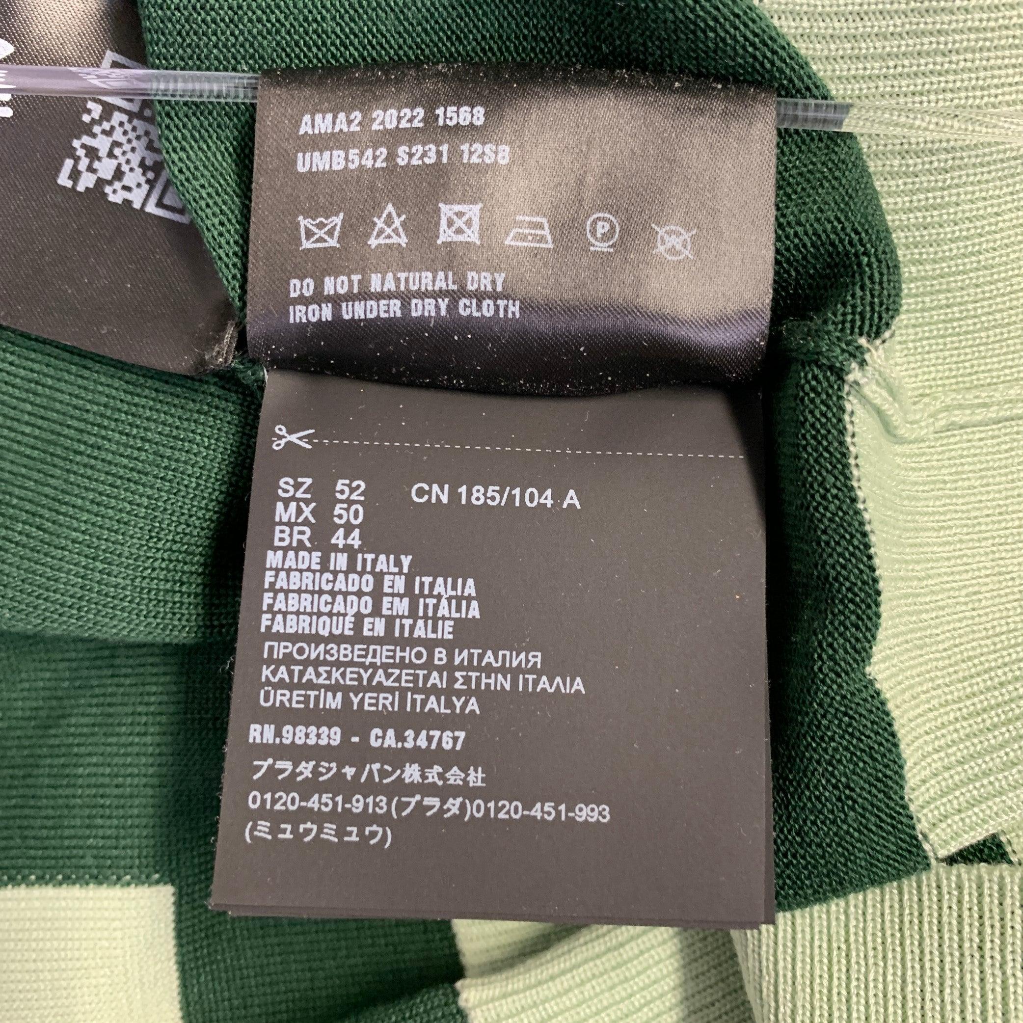 PRADA Talla L Verde Verde Claro Jersey Rayas Seda Algodón Jersey Manga Corta en venta 3