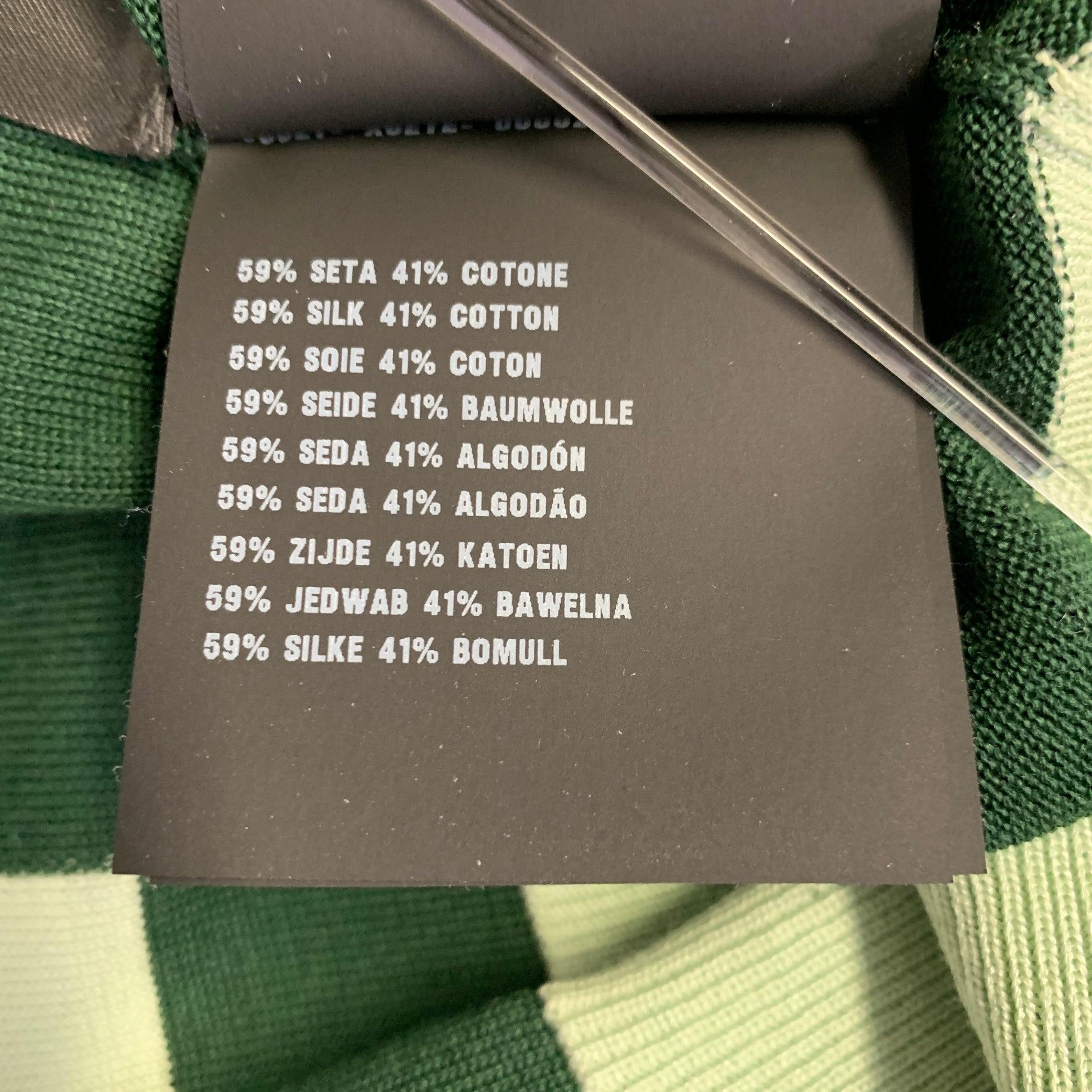 PRADA Talla L Verde Verde Claro Jersey Rayas Seda Algodón Jersey Manga Corta en venta 4