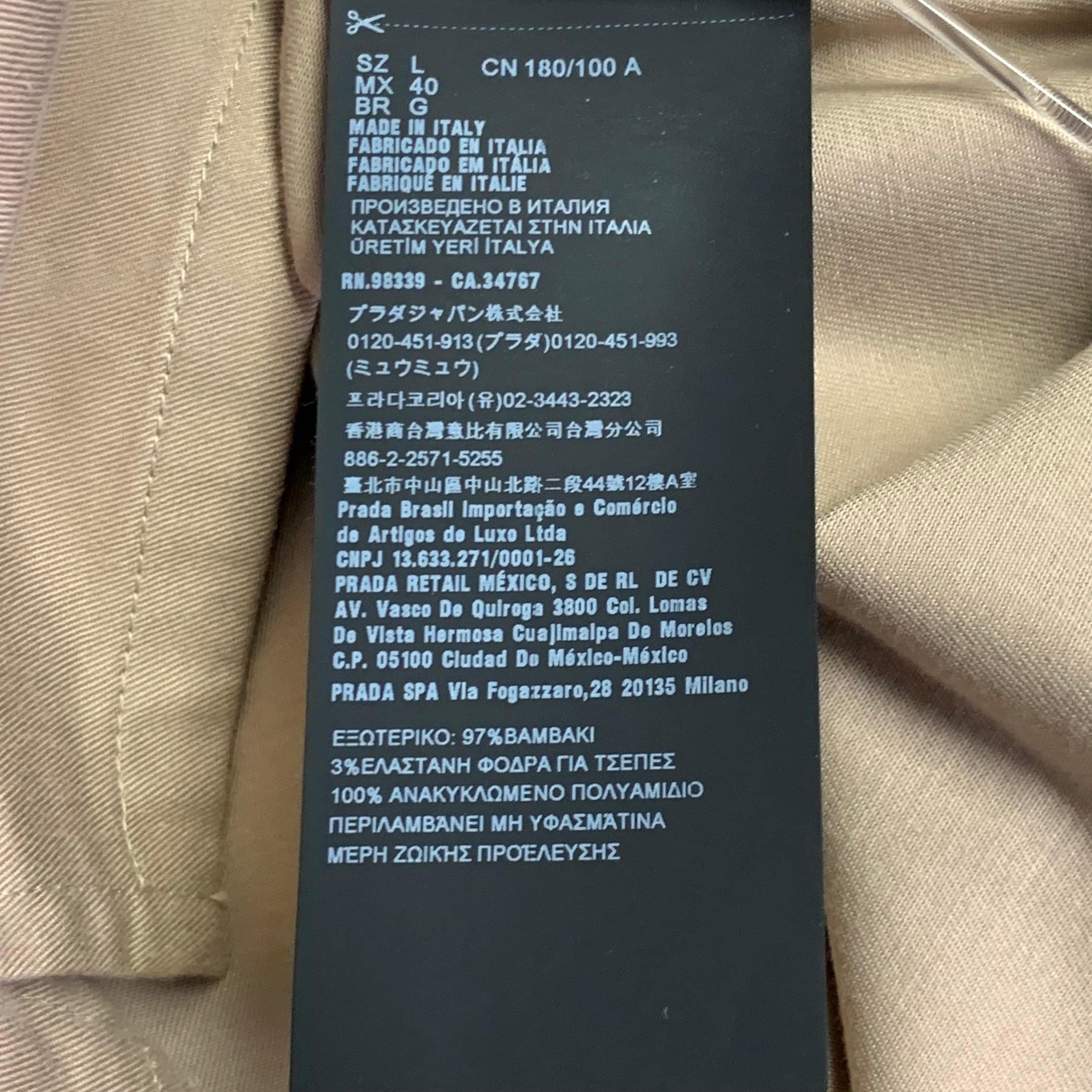 PRADA Taglia L Khaki Miscela di Cotone Due Tasche Camicia Giacca in vendita 6