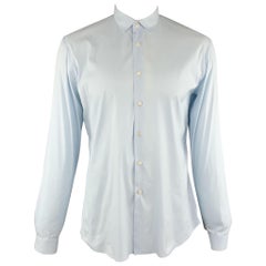 PRADA Size L Light Blue Cotton Blend Button Up Long Sleeve Shirt