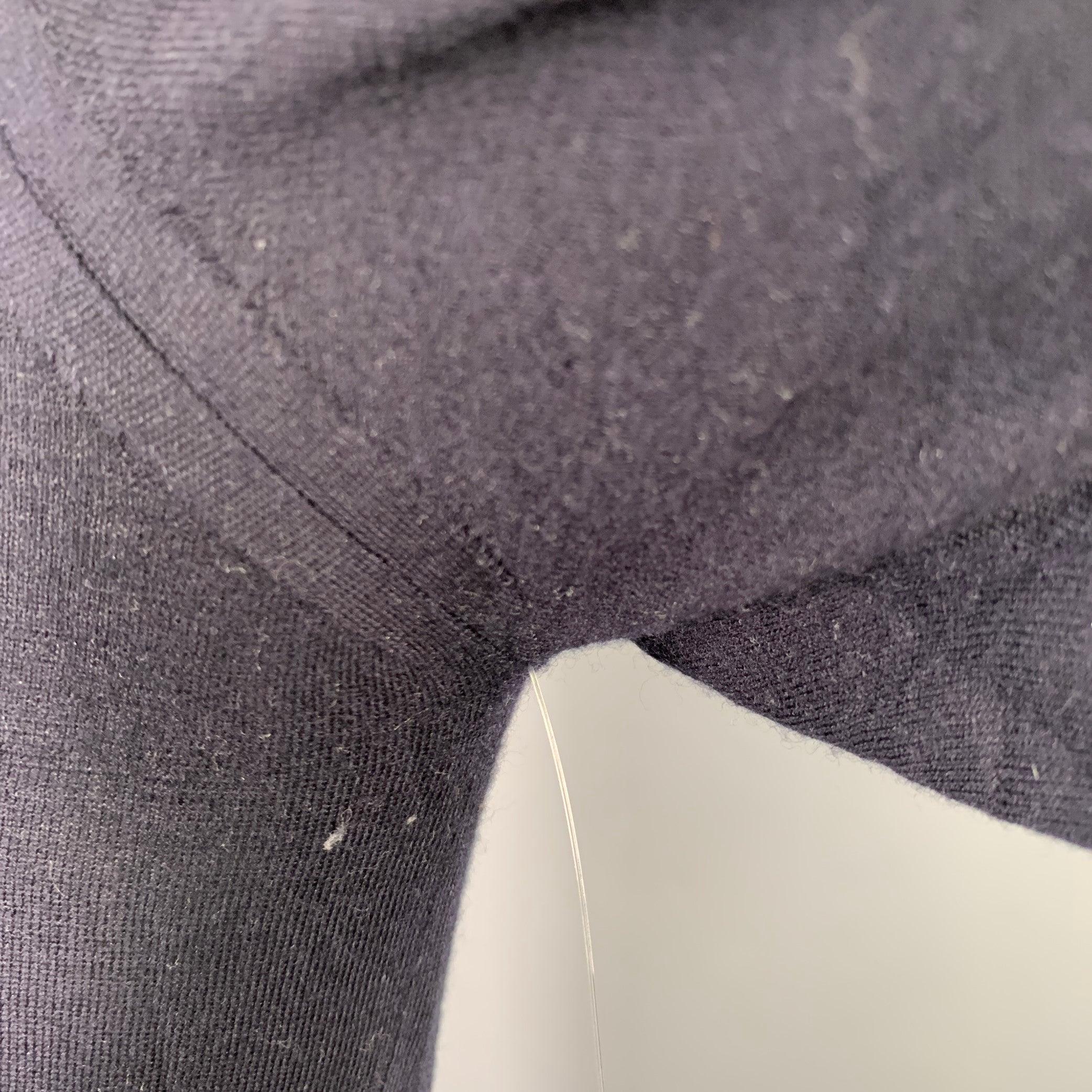 Men's PRADA Size L Navy Knit Wool Buttoned Polo