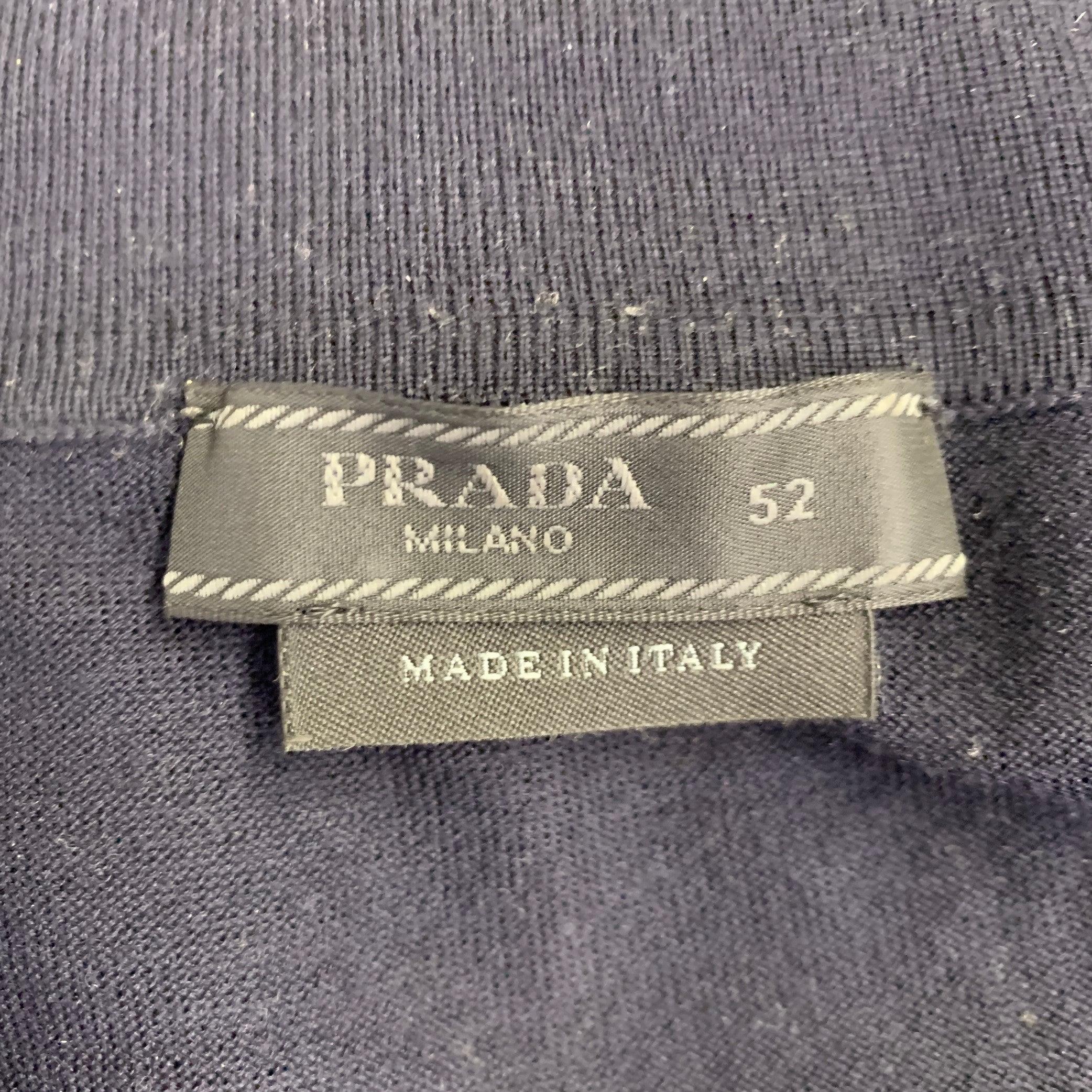 PRADA Size L Navy Knit Wool Buttoned Polo 1