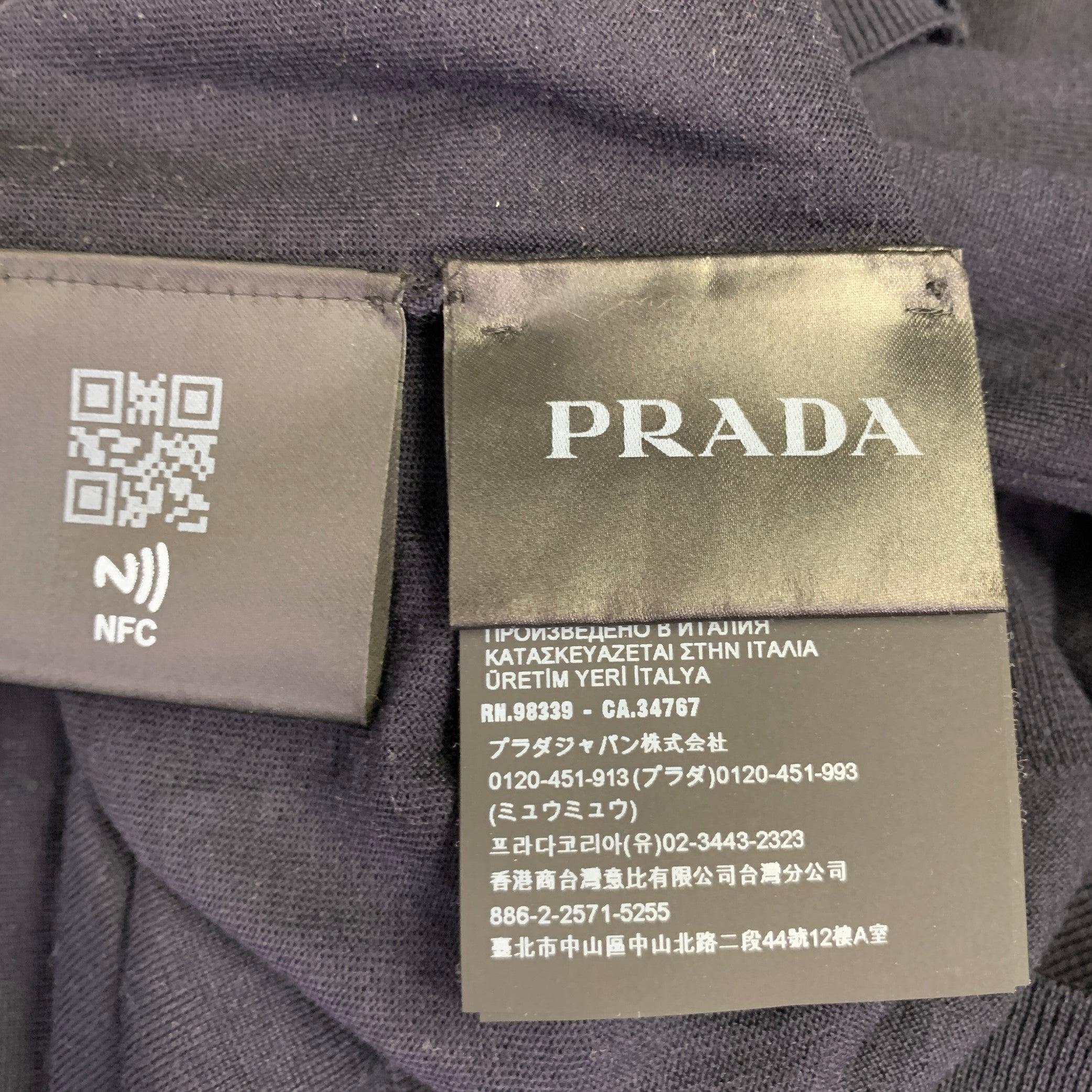 PRADA Size L Navy Knit Wool Buttoned Polo 2