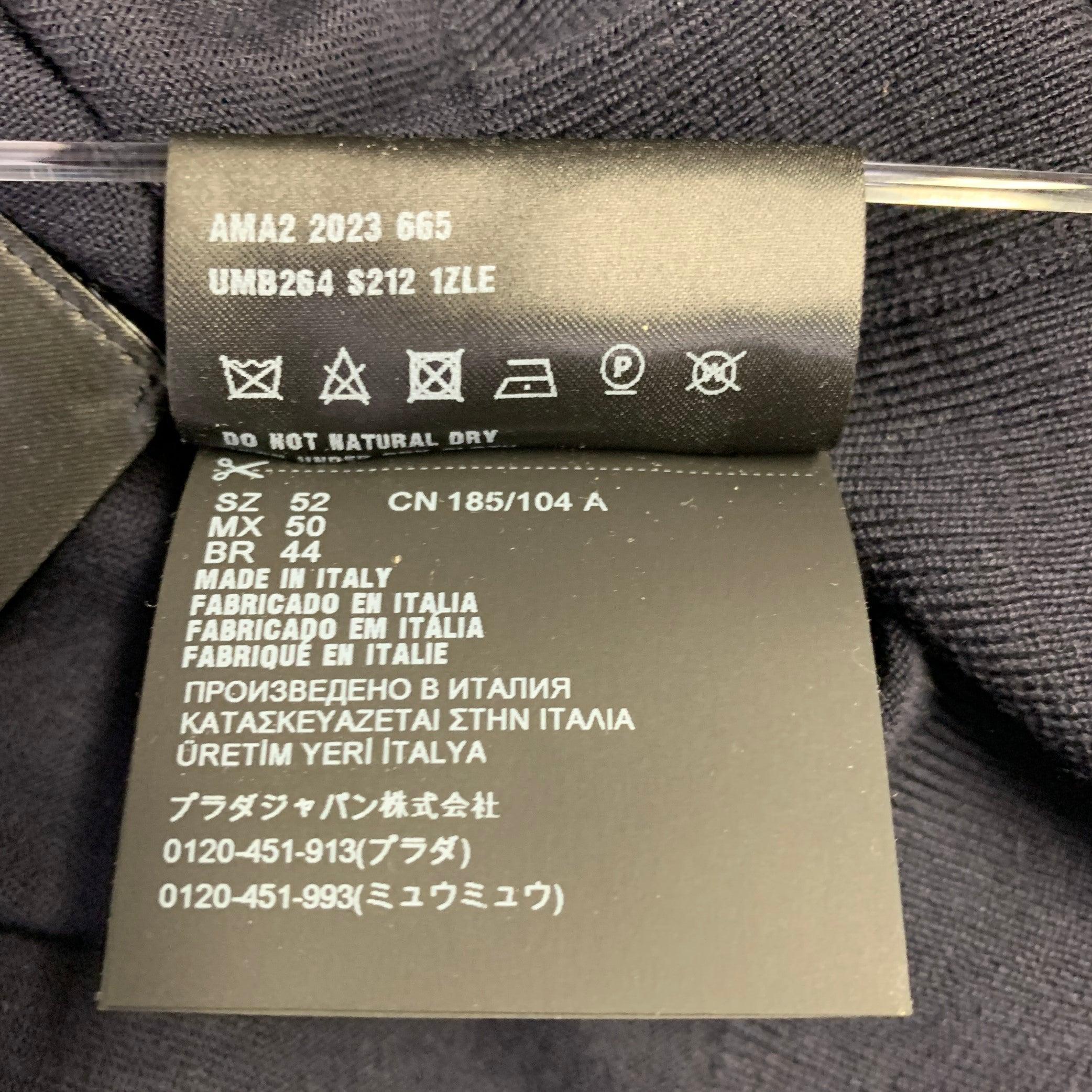 PRADA Taglia L Maglia bianca Navy Logo Lana Vergine Pullover Manica Lunga in vendita 2