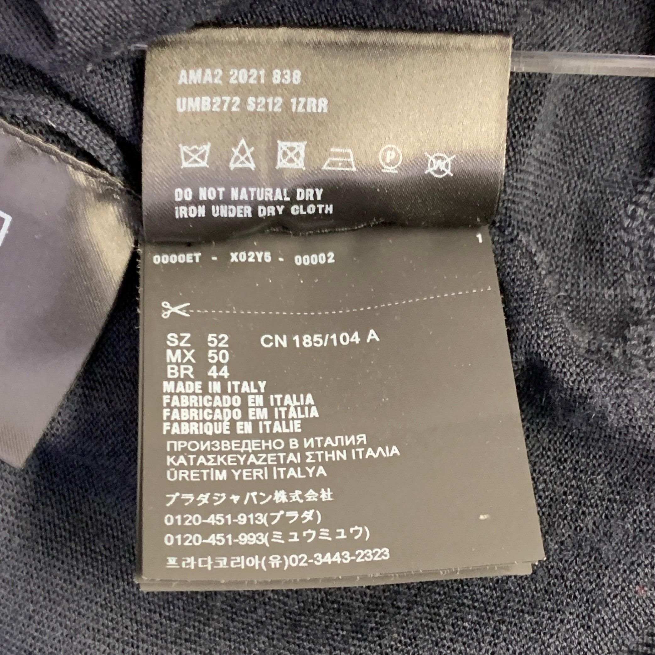 PRADA Größe L Navy Weiß Logo Kaschmir Wolle Jersey Kurzarm Rundhalsausschnitt Pullover im Angebot 2