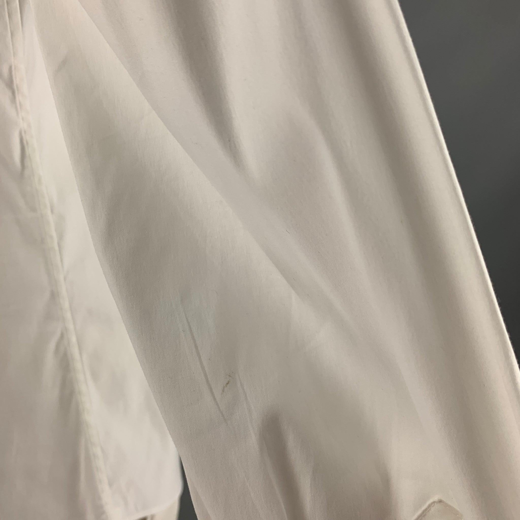 PRADA Größe L Weißes langärmeliges Hemd aus Baumwollmischung mit französischer Manschette Herren im Angebot