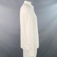 PRADA Size L White Cotton Curved Cutaway Button Up Long Sleeve Shirt