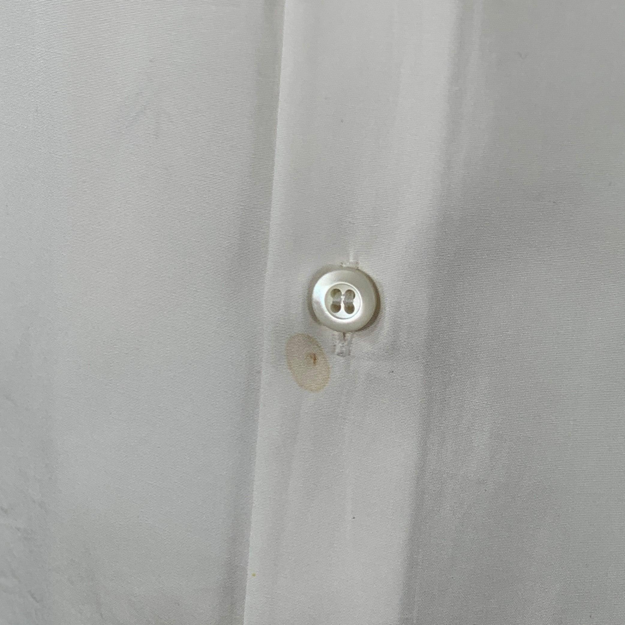 PRADA Taglia L Camicia a maniche lunghe in cotone bianco con bottoni curvi, Up & Up. in vendita 1