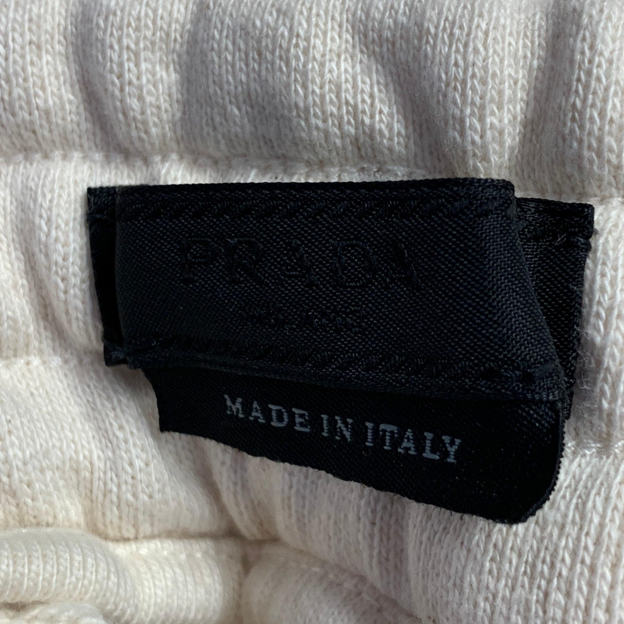 PRADA Taille M Pantalon de survêtement en coton beige Short d'athlétisme avec cordon de serrage Excellent état - En vente à San Francisco, CA