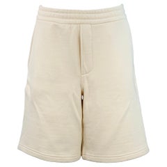 PRADA Taille M Pantalon de survêtement en coton beige Short d'athlétisme avec cordon de serrage