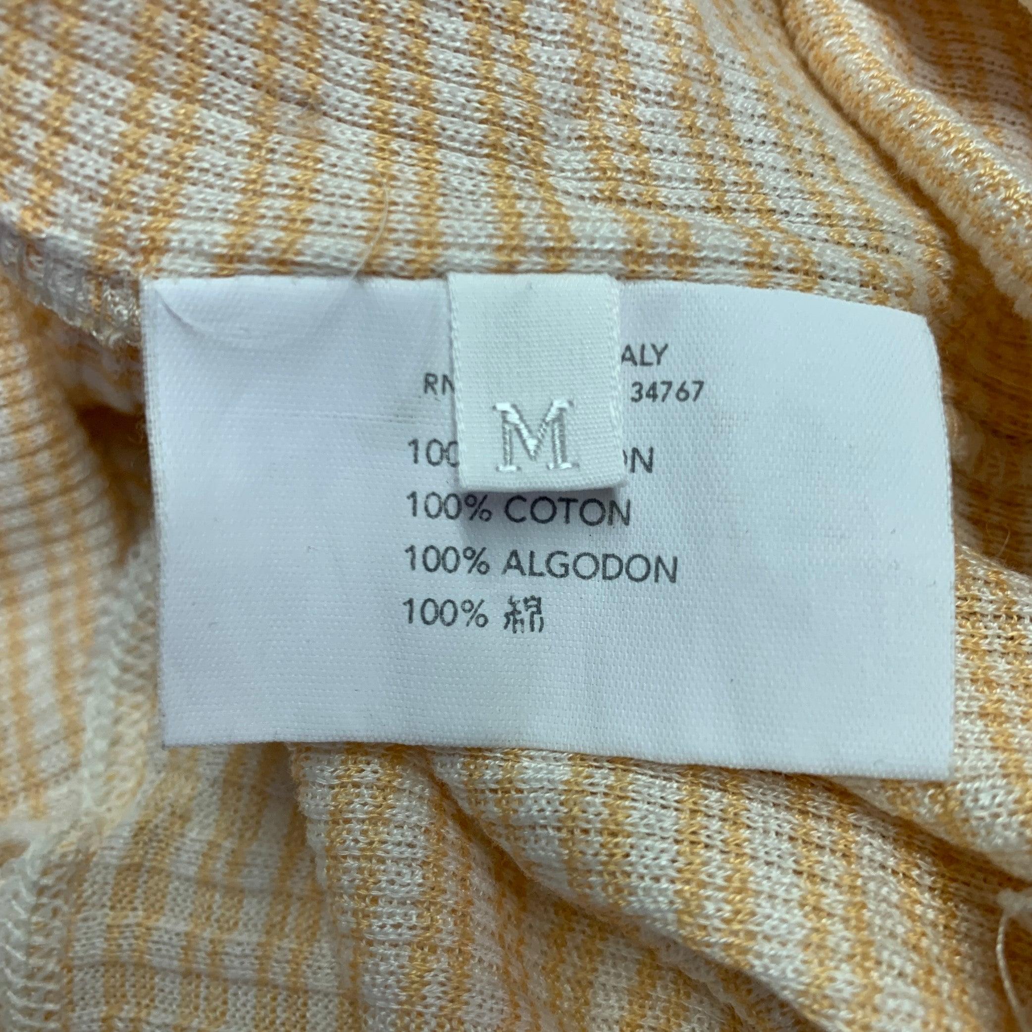 PRADA - Pull à manches courtes en coton à rayures beige crème Pour hommes en vente