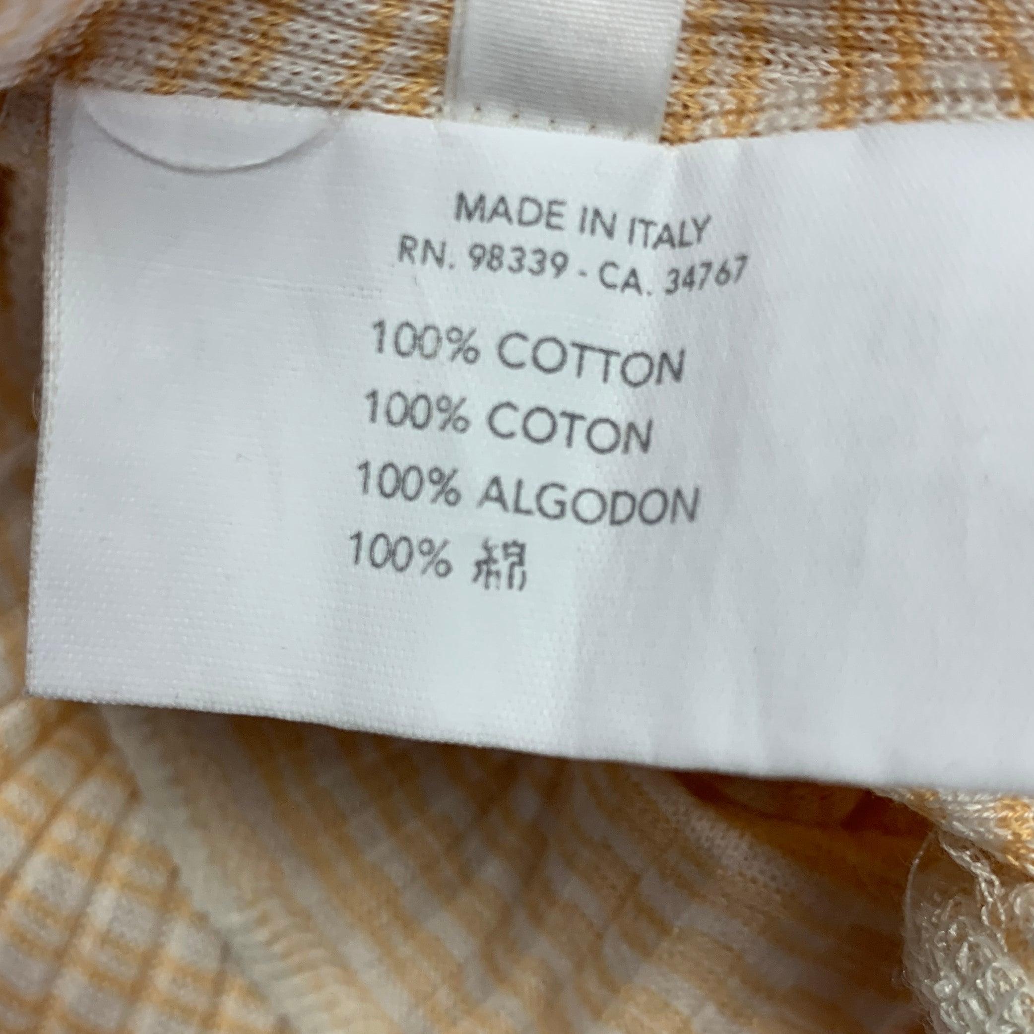 PRADA - Pull à manches courtes en coton à rayures beige crème en vente 1