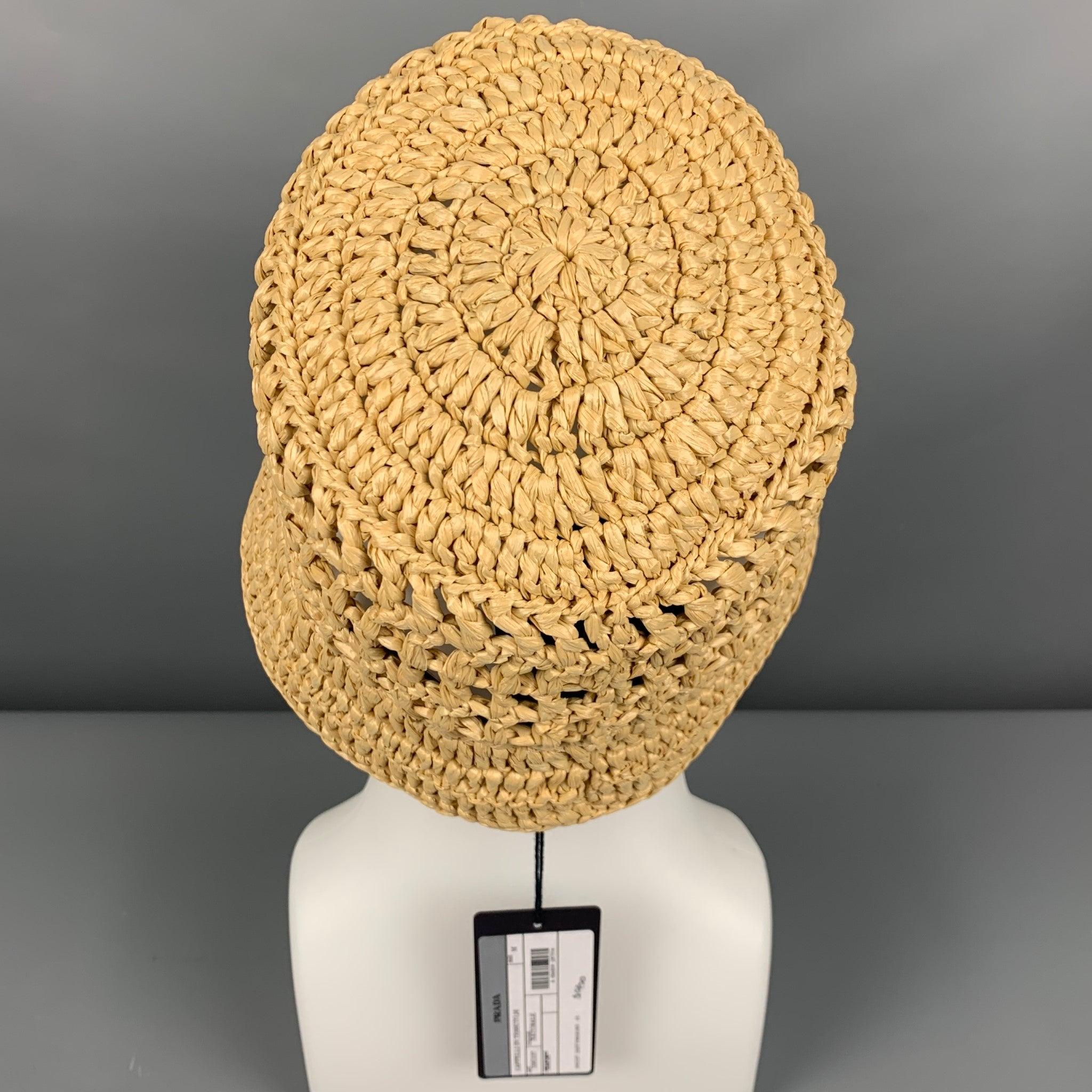 Men's PRADA Size M Beige Natural Crochet Viscose Hat For Sale
