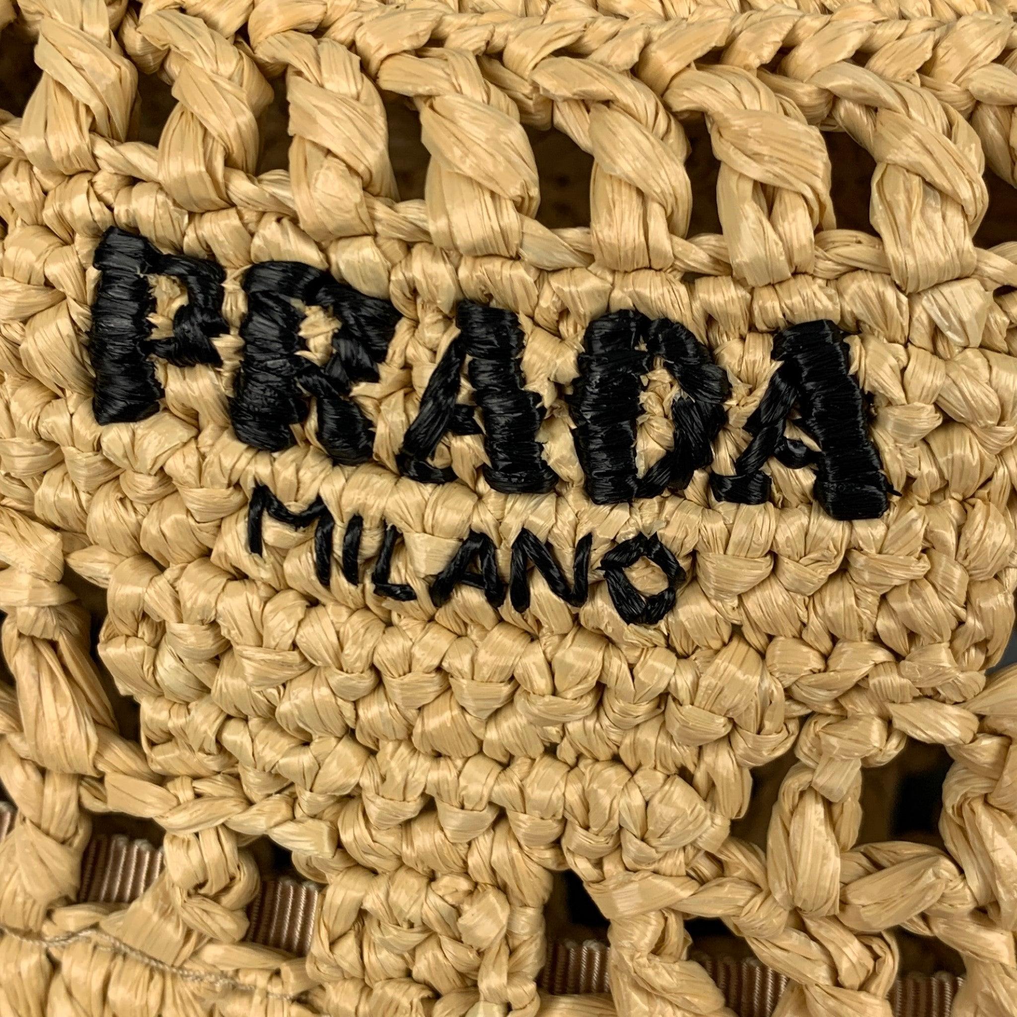 PRADA Size M Beige Natural Crochet Viscose Hat For Sale 3
