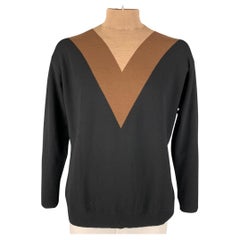 PRADA Size M Black Brown Color Block Turtleneck Pullover