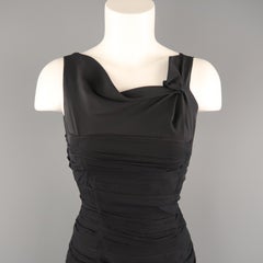 PRADA Size M Black Draped Chiffon Silk Sleeveless Cocktail Dress