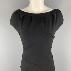 PRADA Size M Black Jersey Boat Neck Darted Sheath Dress