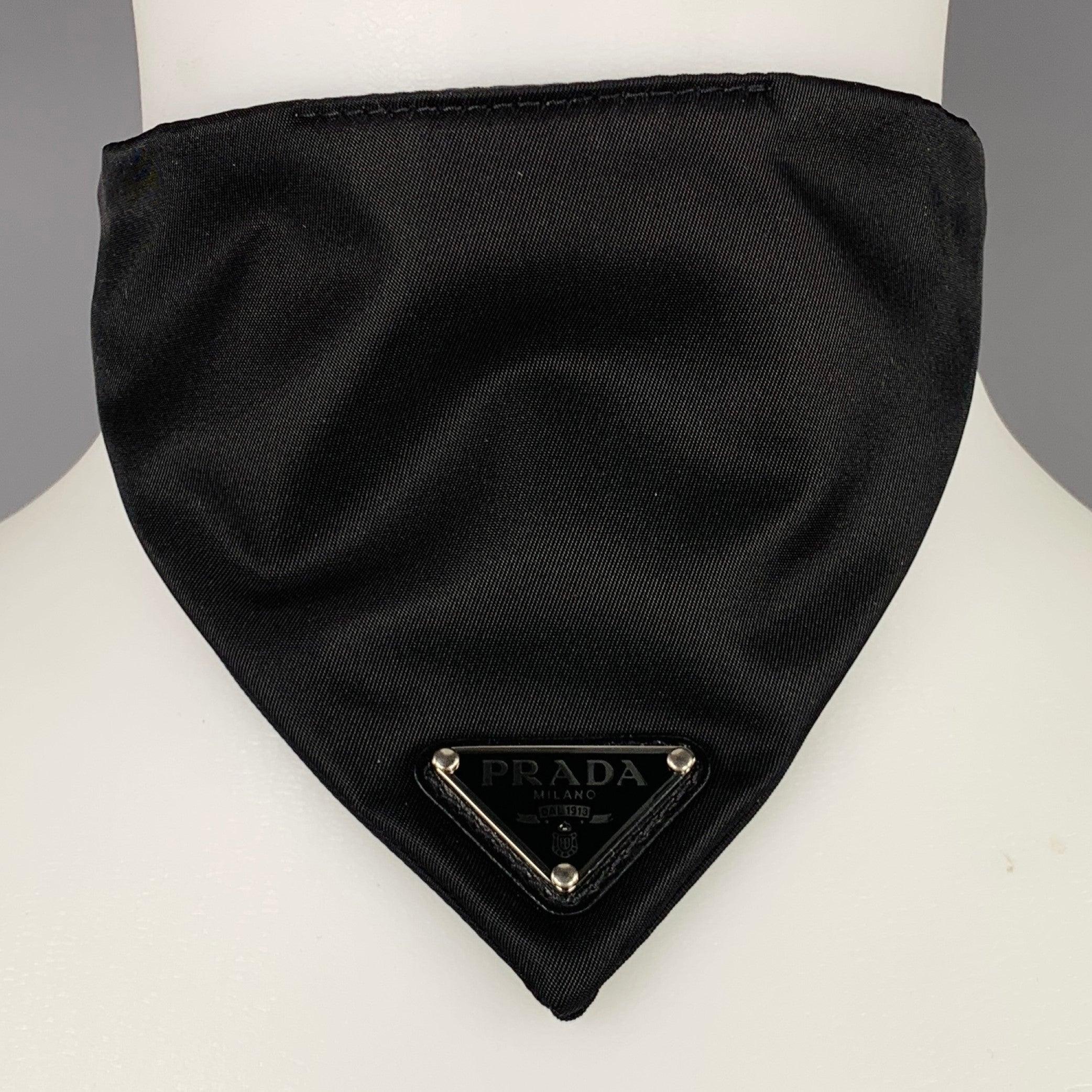 PRADA Size M Black Nylon Pet Bandana 1