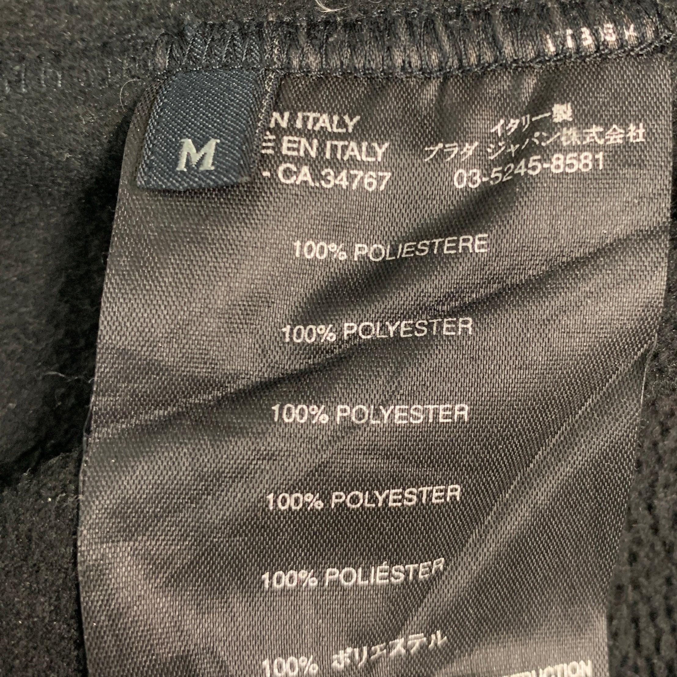PRADA Size M Black Polyester Fleece Zip Up Vest For Sale 2