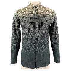 PRADA Size M Black & White Geometric Cotton Button Up Long Sleeve Shirt