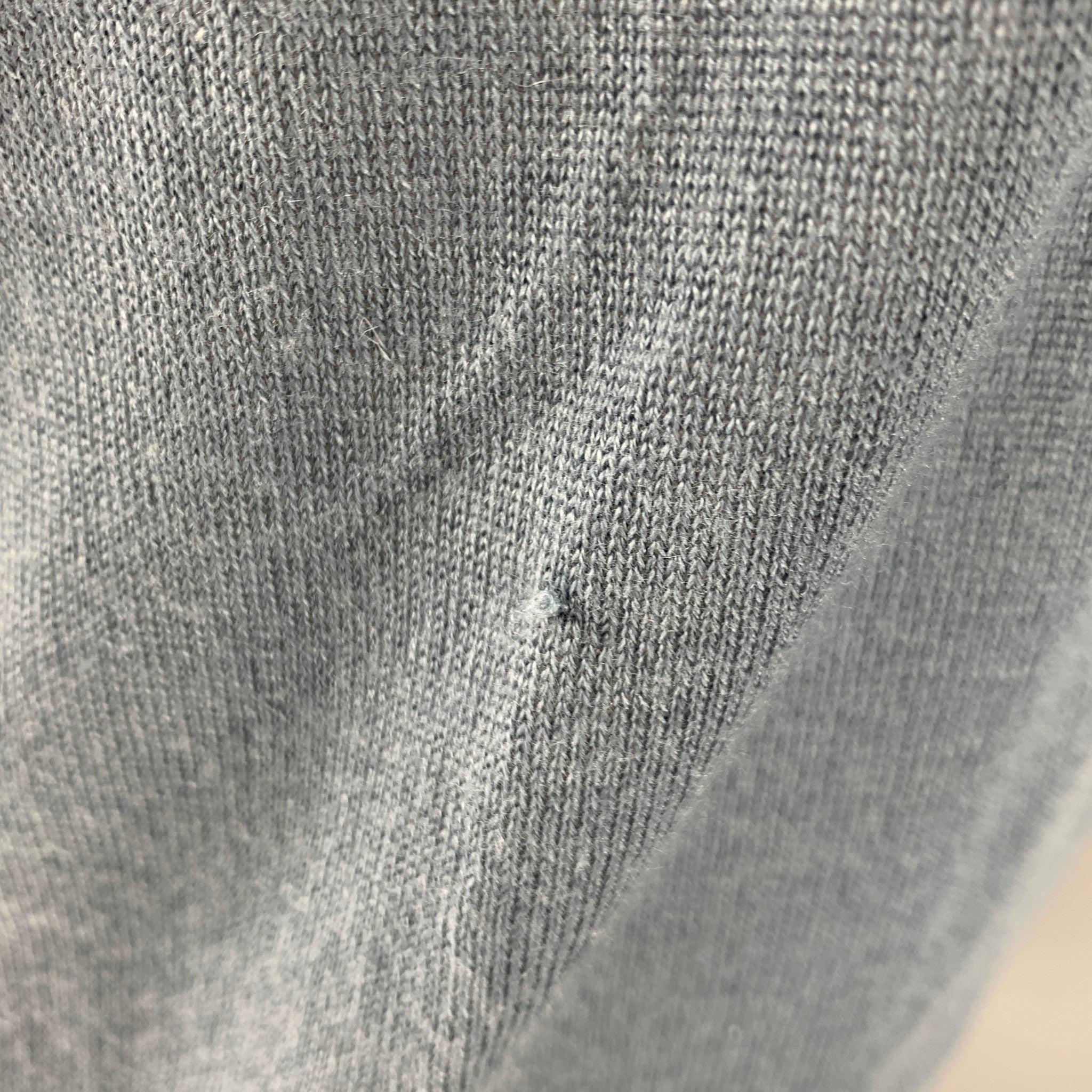 Men's PRADA Size M Blue Grey Color Block Cashmere  Silk Short Sleeve Pullover
