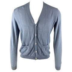 PRADA Size M Blue Knit Wool V-Neck Cardigan