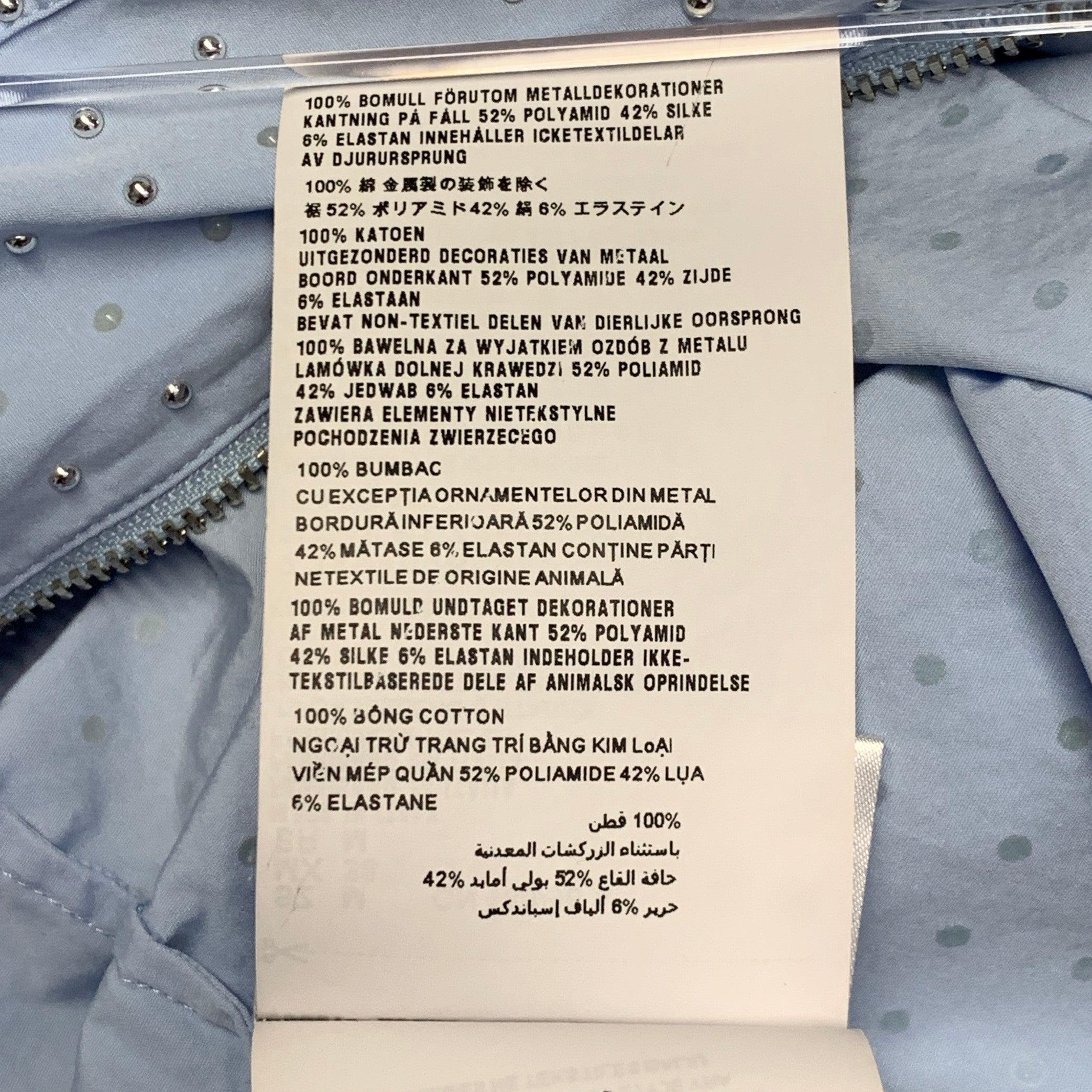 PRADA Size M Blue Silver Studded Cotton Zip Up Long Sleeve Shirt For Sale 4
