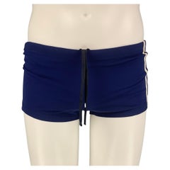 PRADA Size M Blue White Color Block Nylon Drawstring Speedo