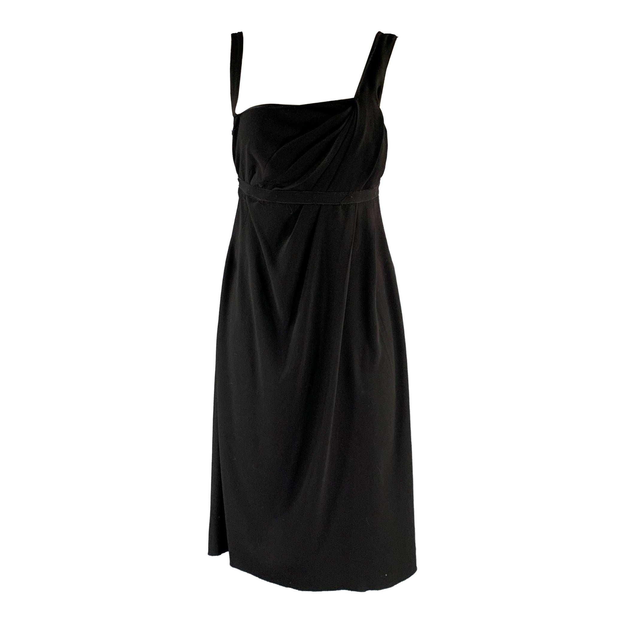 Pre-owned Prada Size M Crepe P3772 Midi Knee-length Dress In Black