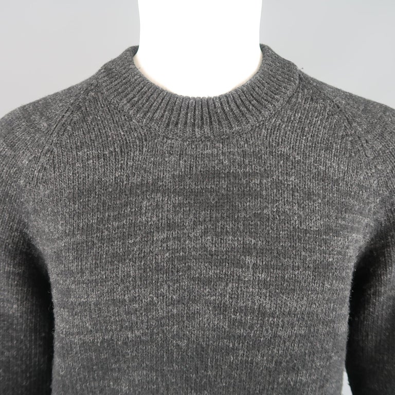 PRADA Size M Grey and Black Heathered Ombre Wool / Cashmere Crew-Neck ...