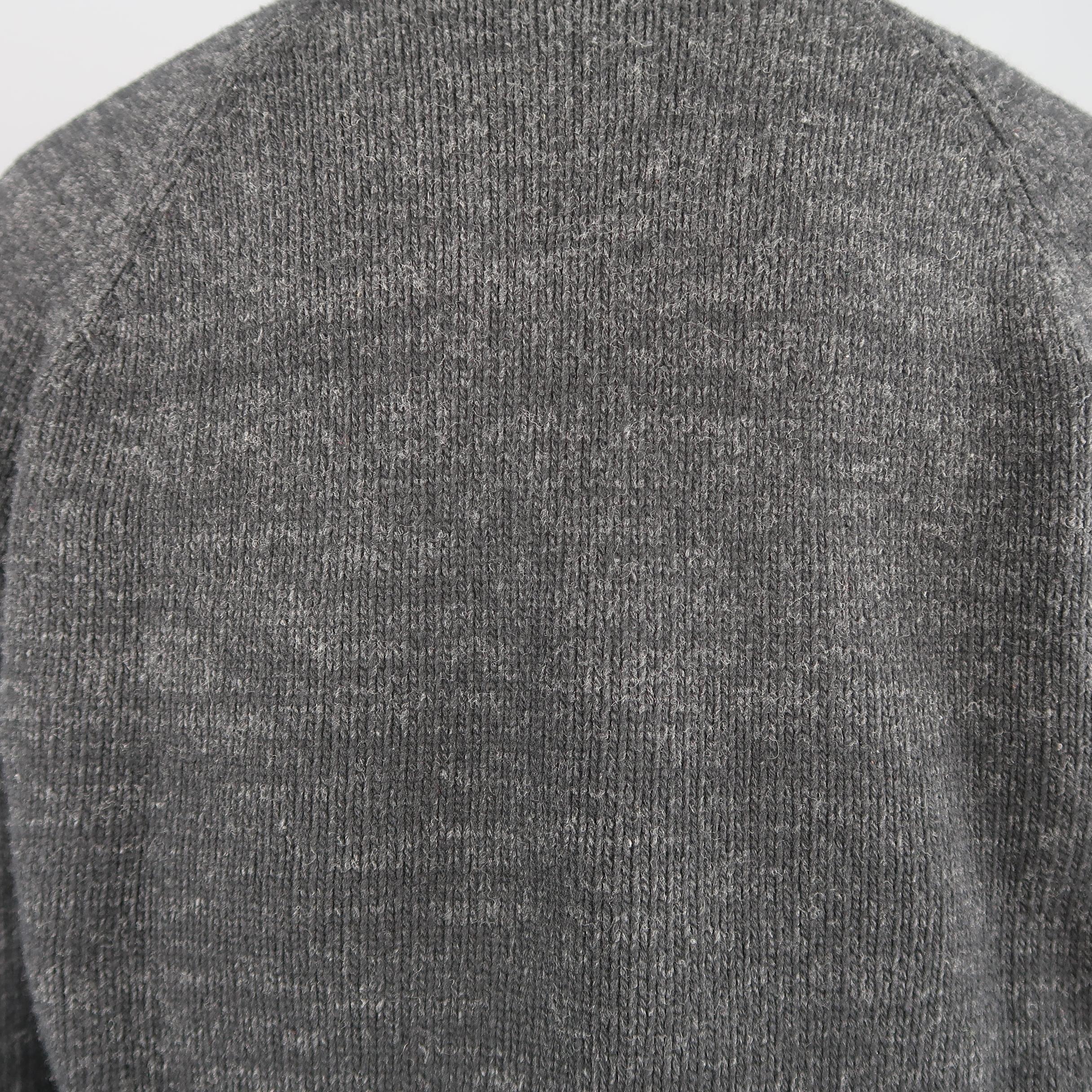 PRADA Size M Grey & Black Heathered Ombre Wool / Cashmere Crew-Neck Sweater In Excellent Condition In San Francisco, CA
