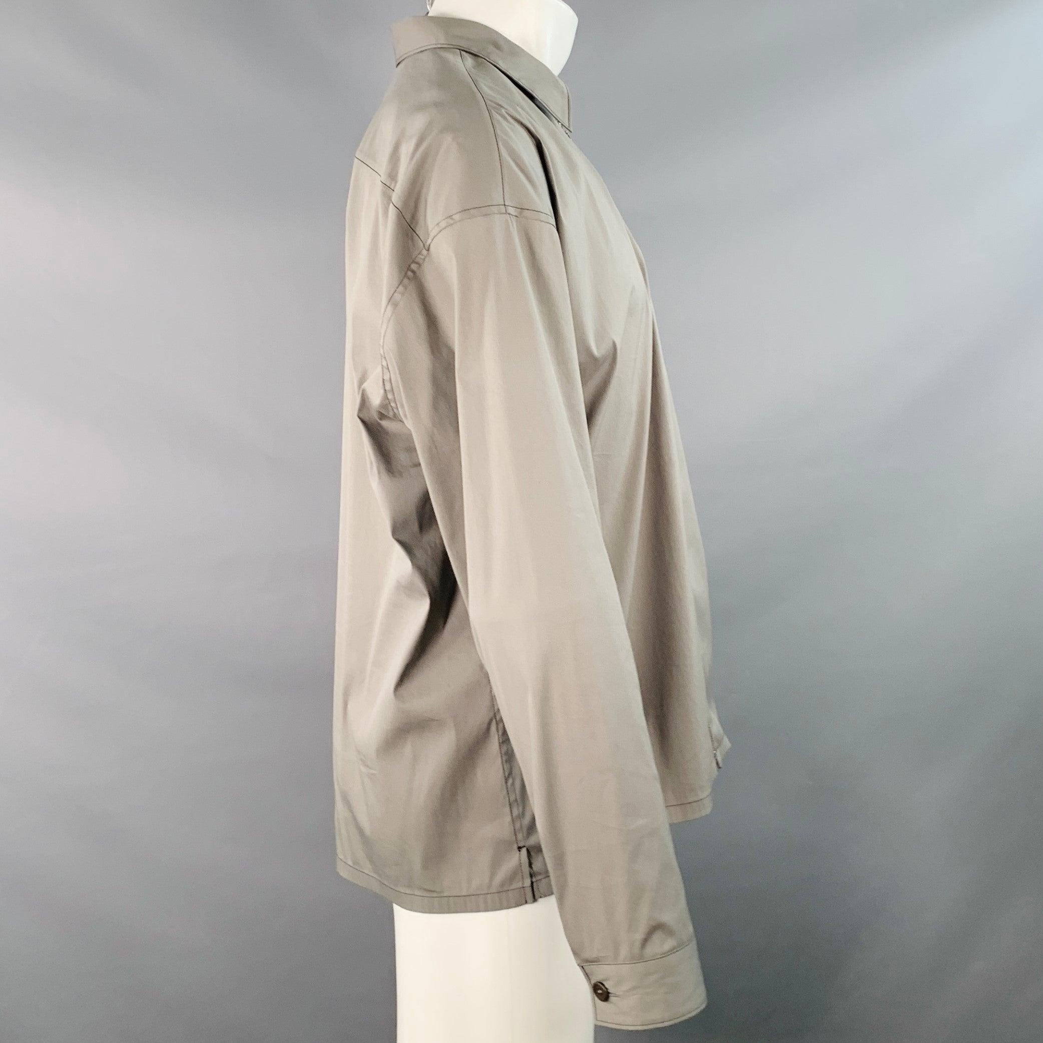 PRADA Taglia M Grigio Miscela di Cotone Zip Up Una Tasca Camicia Giacca In condizioni ottime in vendita a San Francisco, CA