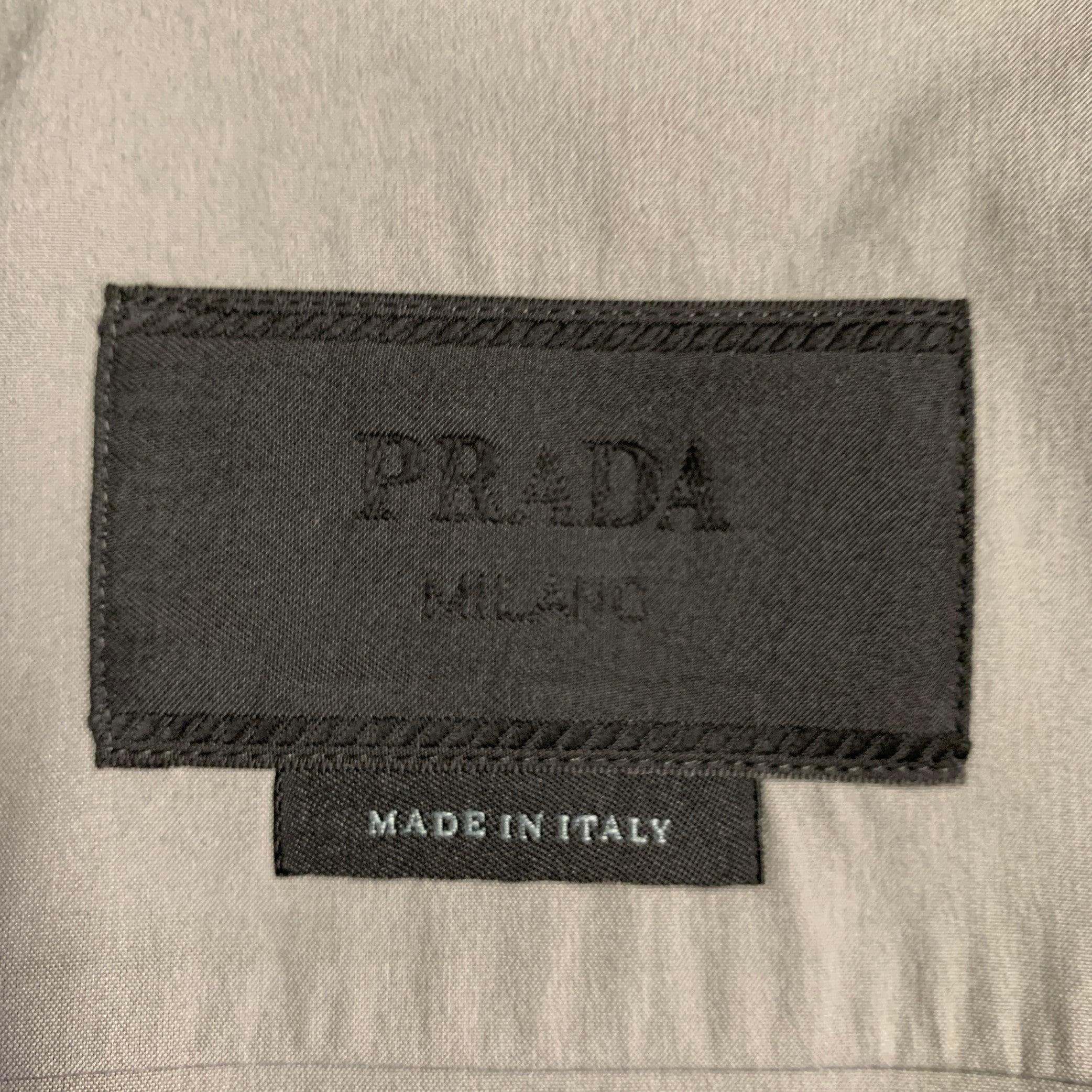 PRADA Taglia M Grigio Miscela di Cotone Zip Up Una Tasca Camicia Giacca in vendita 1
