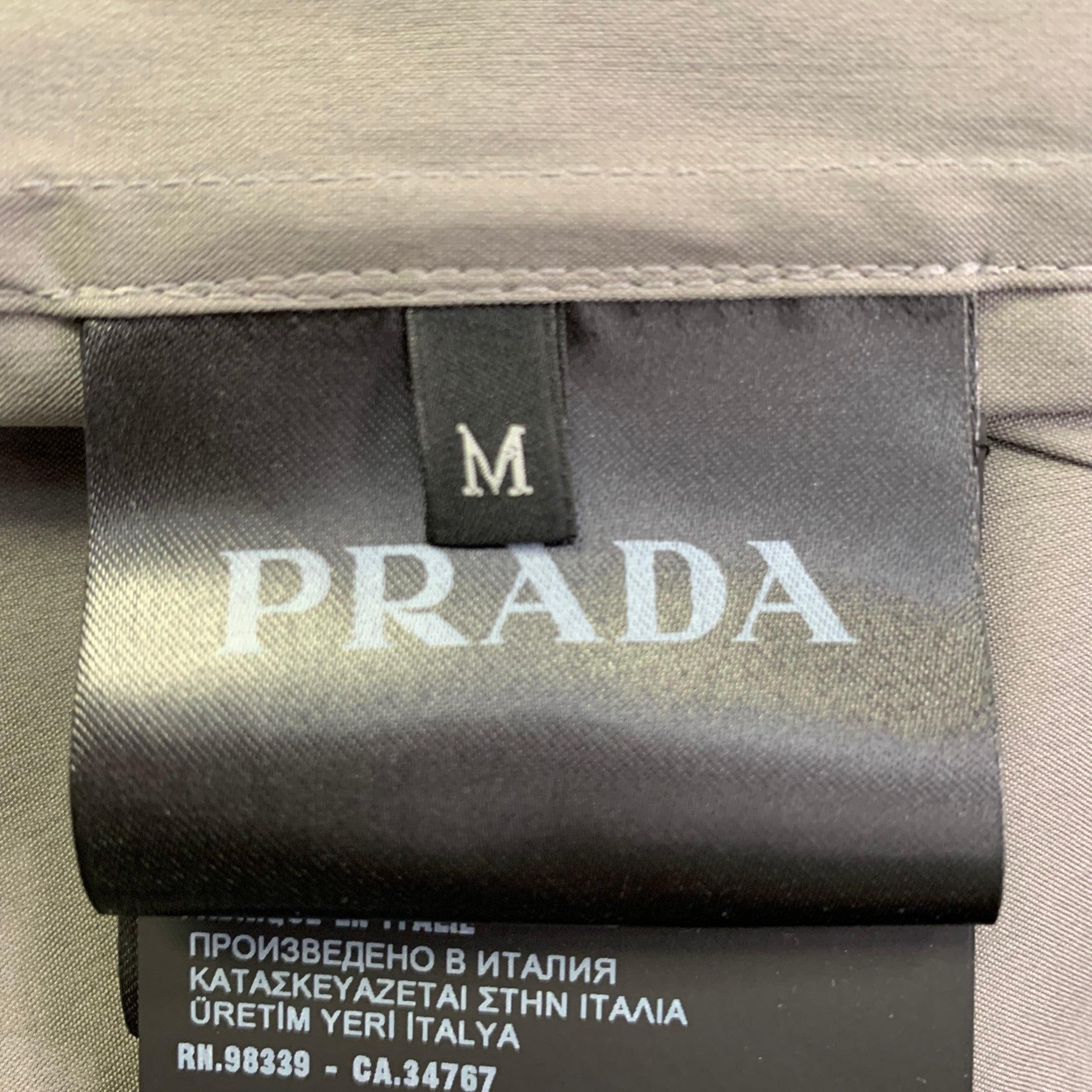 PRADA Taglia M Grigio Miscela di Cotone Zip Up Una Tasca Camicia Giacca in vendita 2