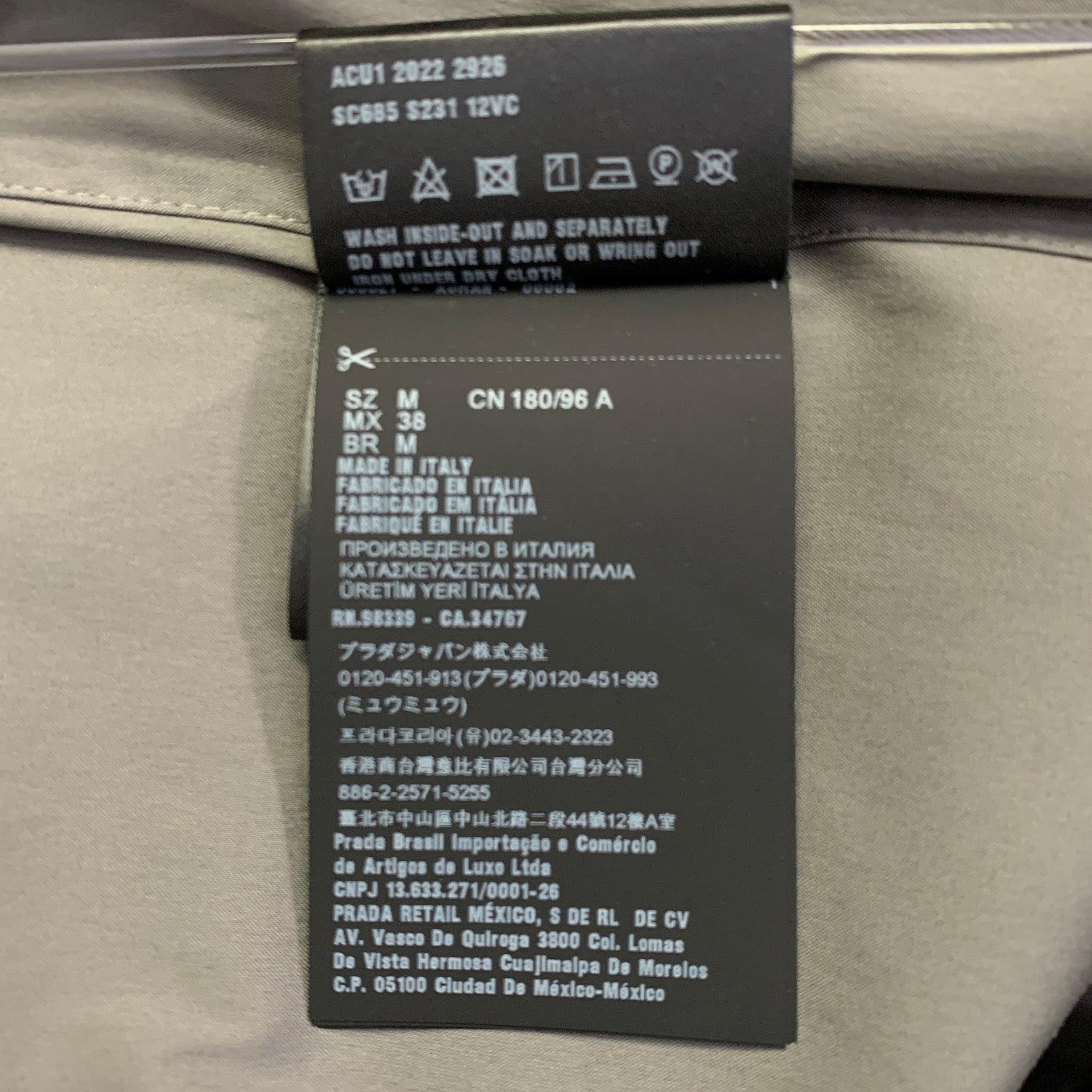 PRADA Taglia M Grigio Miscela di Cotone Zip Up Una Tasca Camicia Giacca in vendita 3
